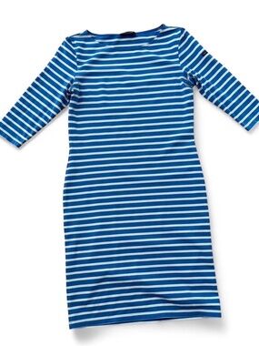 St. James Propriano UV Stripe Dress Women's US 6 Blue White 3/4, Coastal French